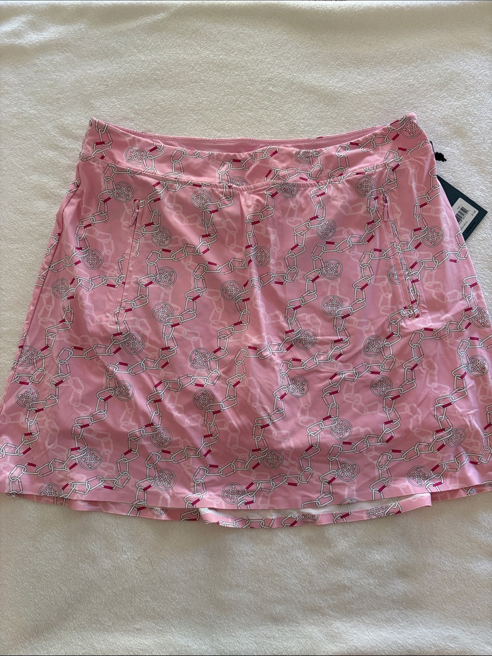 G/FORE Pink Mini Skirt with Mint and White Chain Print